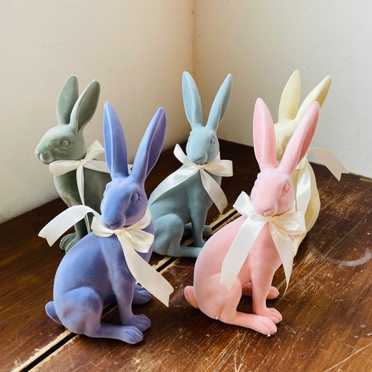 Small Flocked Long Ear Bunny