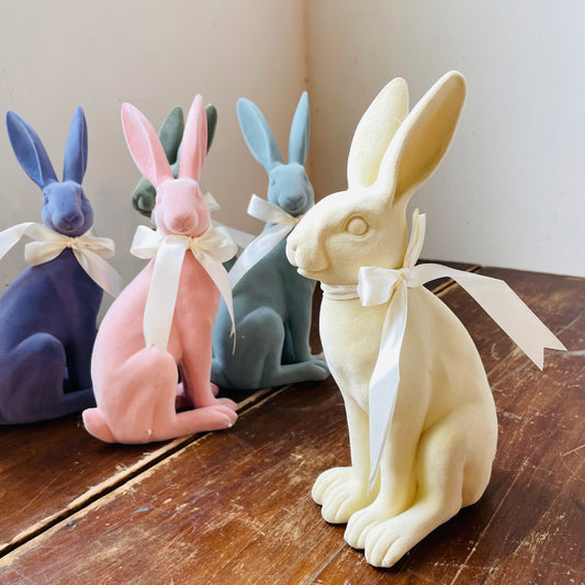 Small Flocked Long Ear Bunny