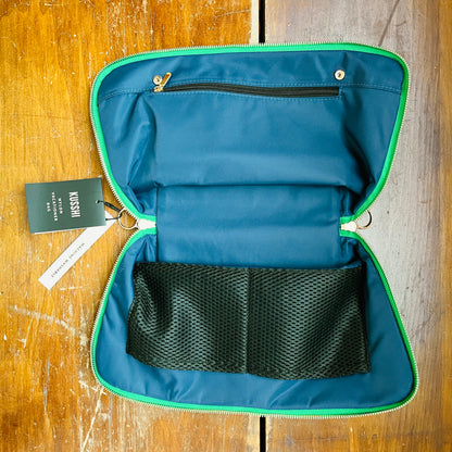 KUSSHI Vacationer Green & Navy Makeup Bag