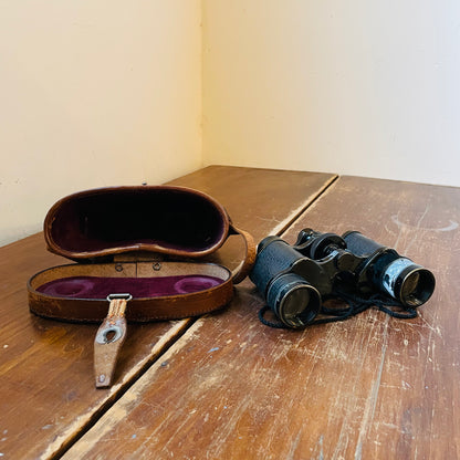 Aitchison London Binoculars in Leather Case- Vintage