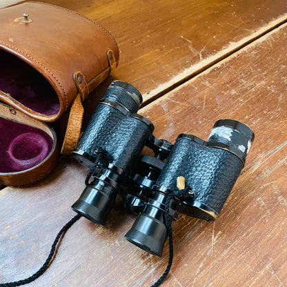 Aitchison London Binoculars in Leather Case- Vintage