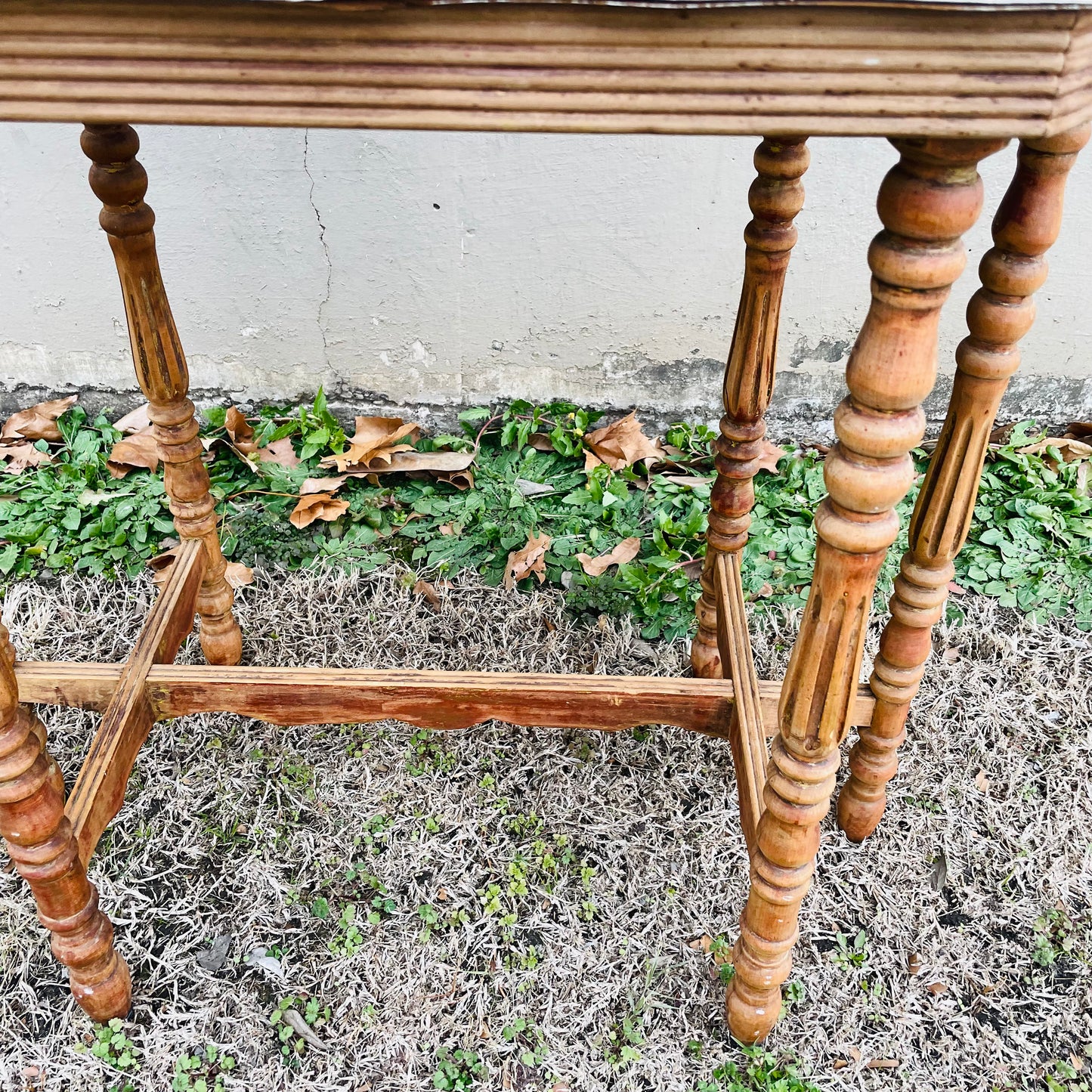 Shabby Chic Wooden Spindle Leg Table- Vintage
