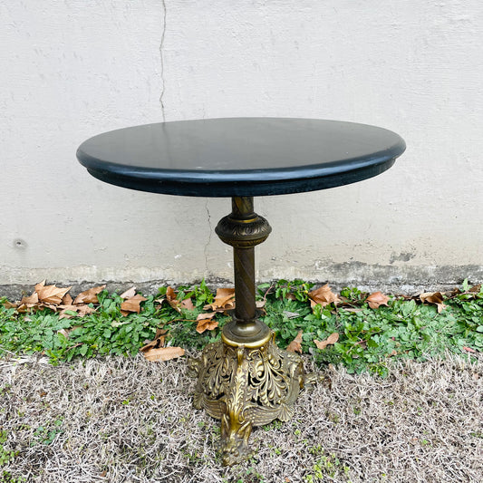 Ornate Brass Footed Wooden Top Table- Vintage