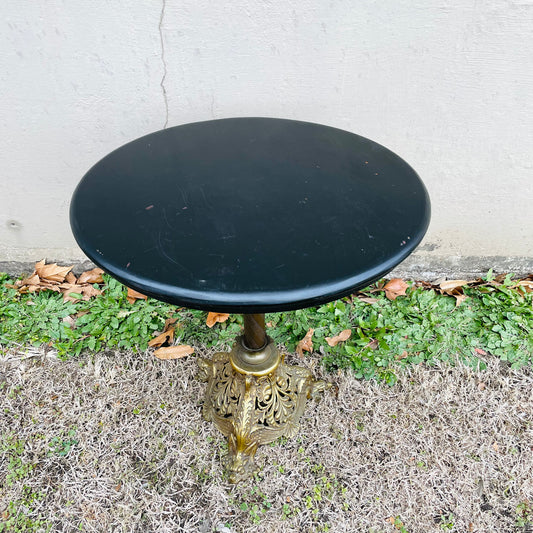 Ornate Brass Footed Wooden Top Table- Vintage