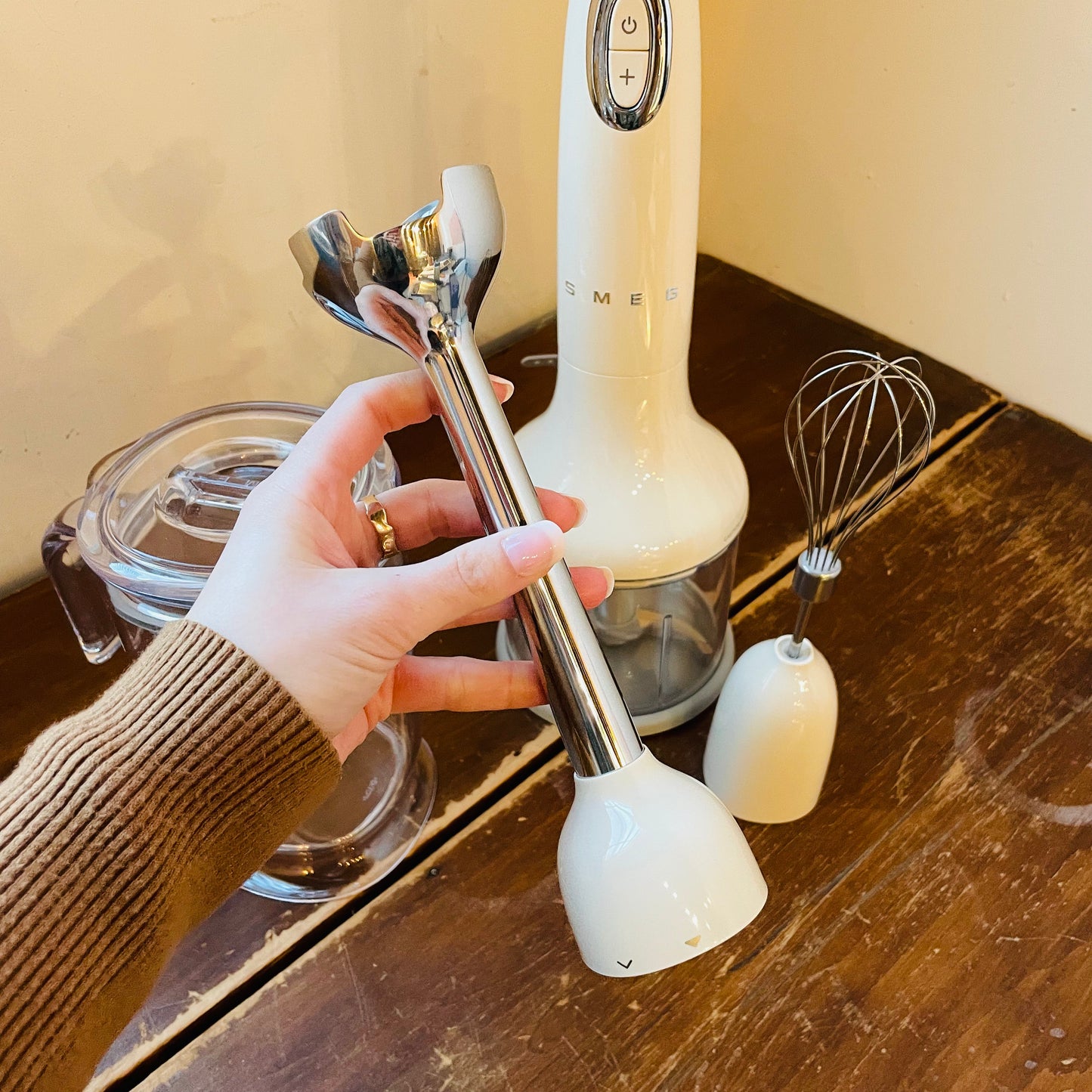 SMEG Cream Hand Blender with Accessory Set