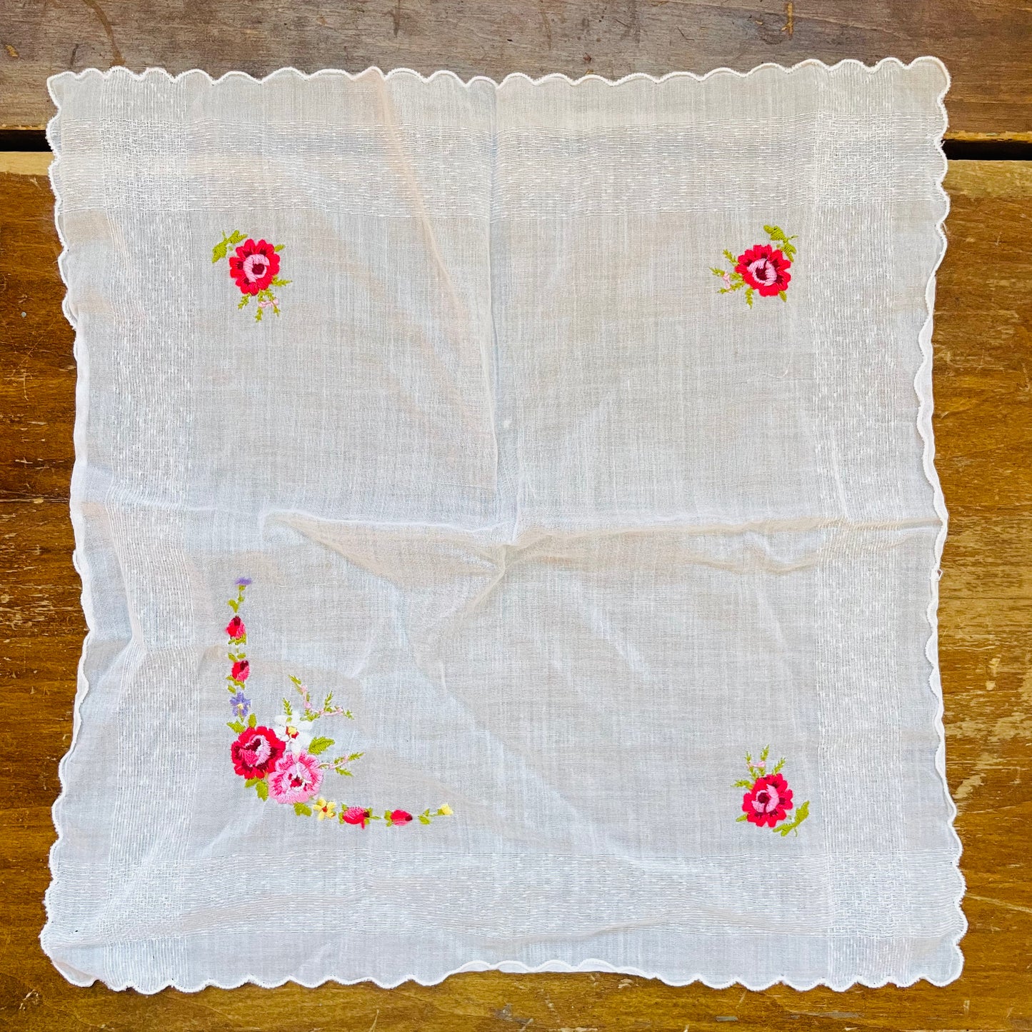 Pink Rose Handkerchief- Vintage