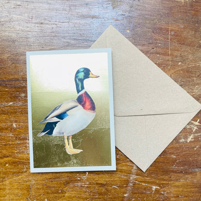 Mallard Drake Gold Leaf Greeting Card