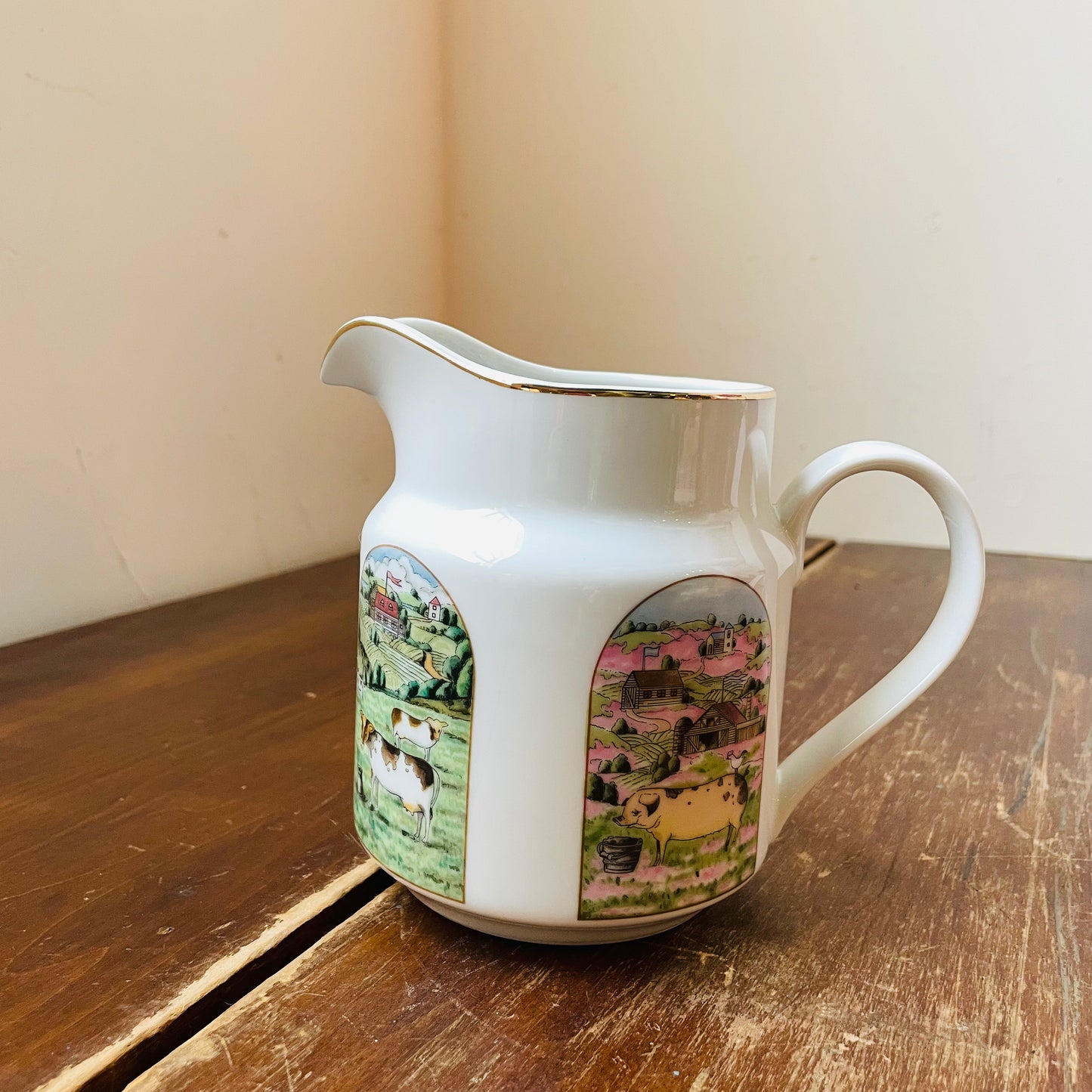 Creamer Pitcher with Farm Animal Panels- Vintage