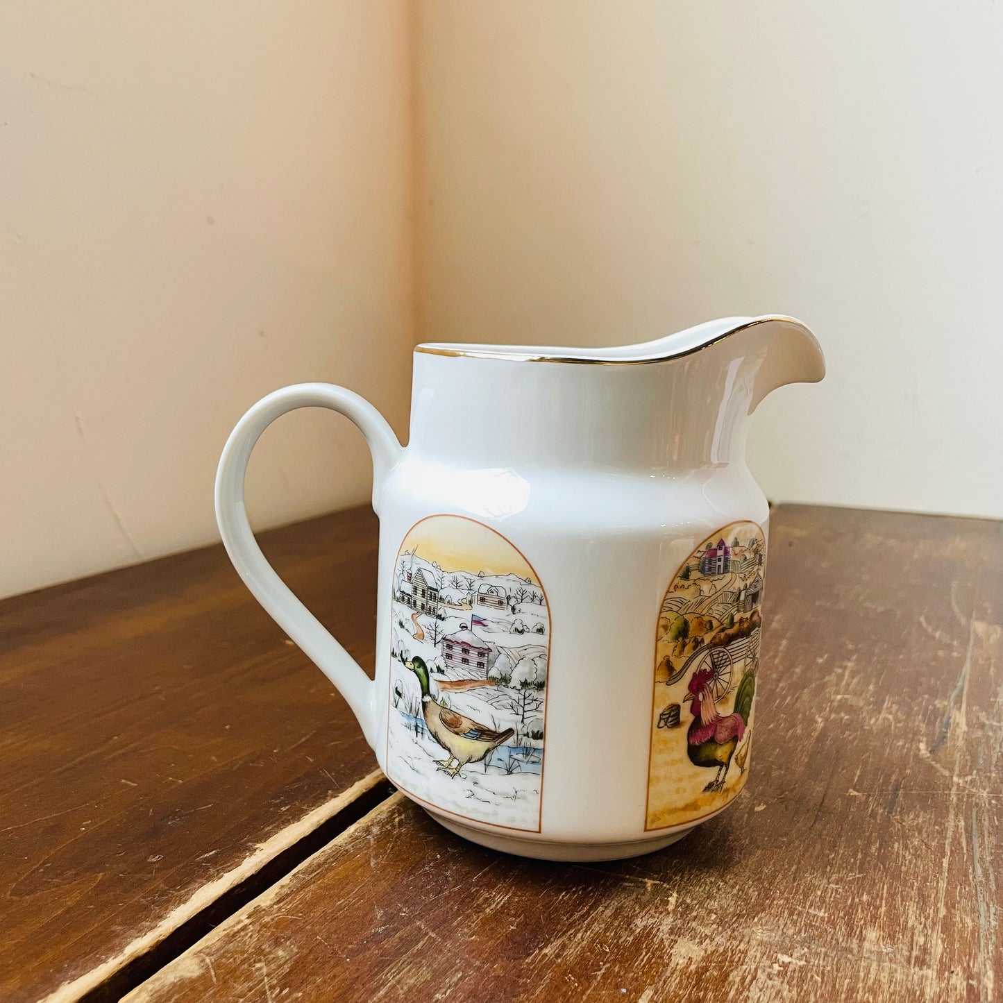 Creamer Pitcher with Farm Animal Panels- Vintage