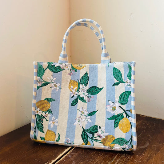 Lemon Stripe Jacquard Tote