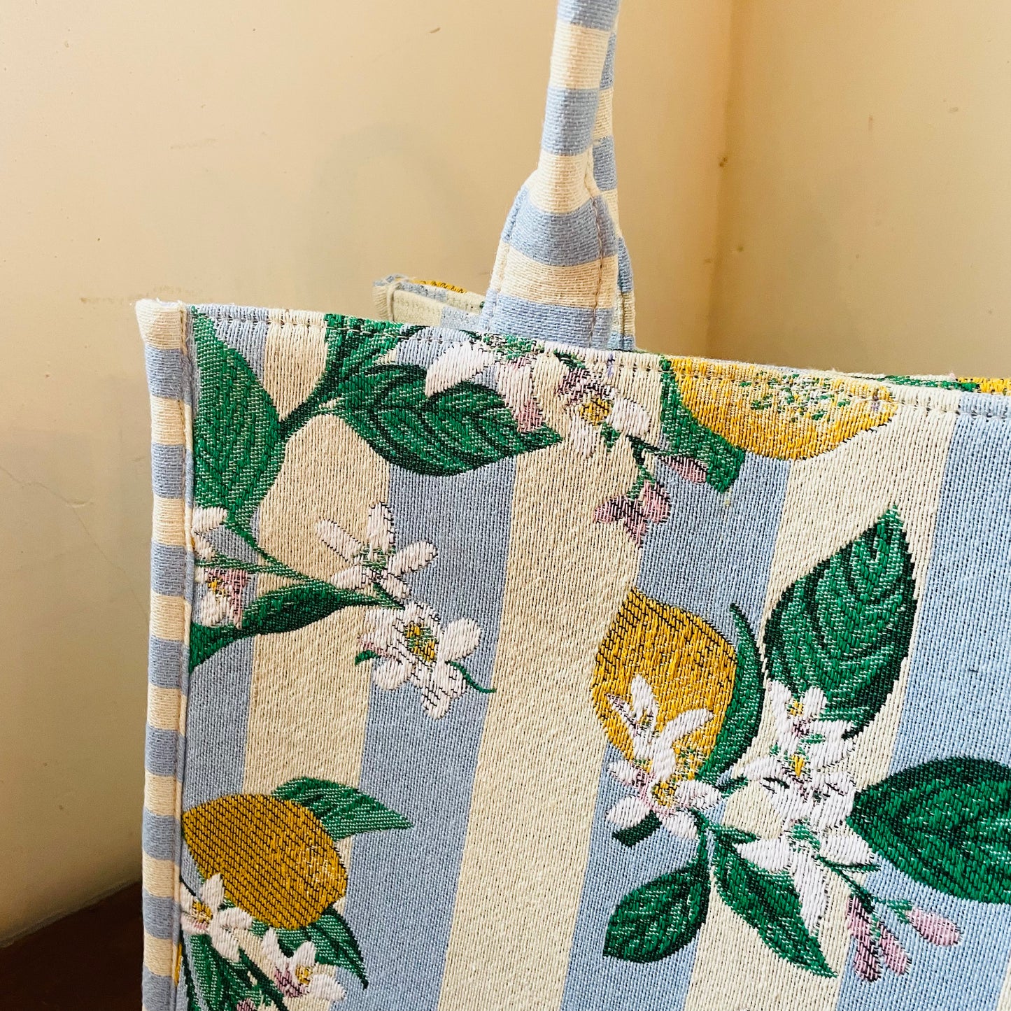 Lemon Stripe Jacquard Tote