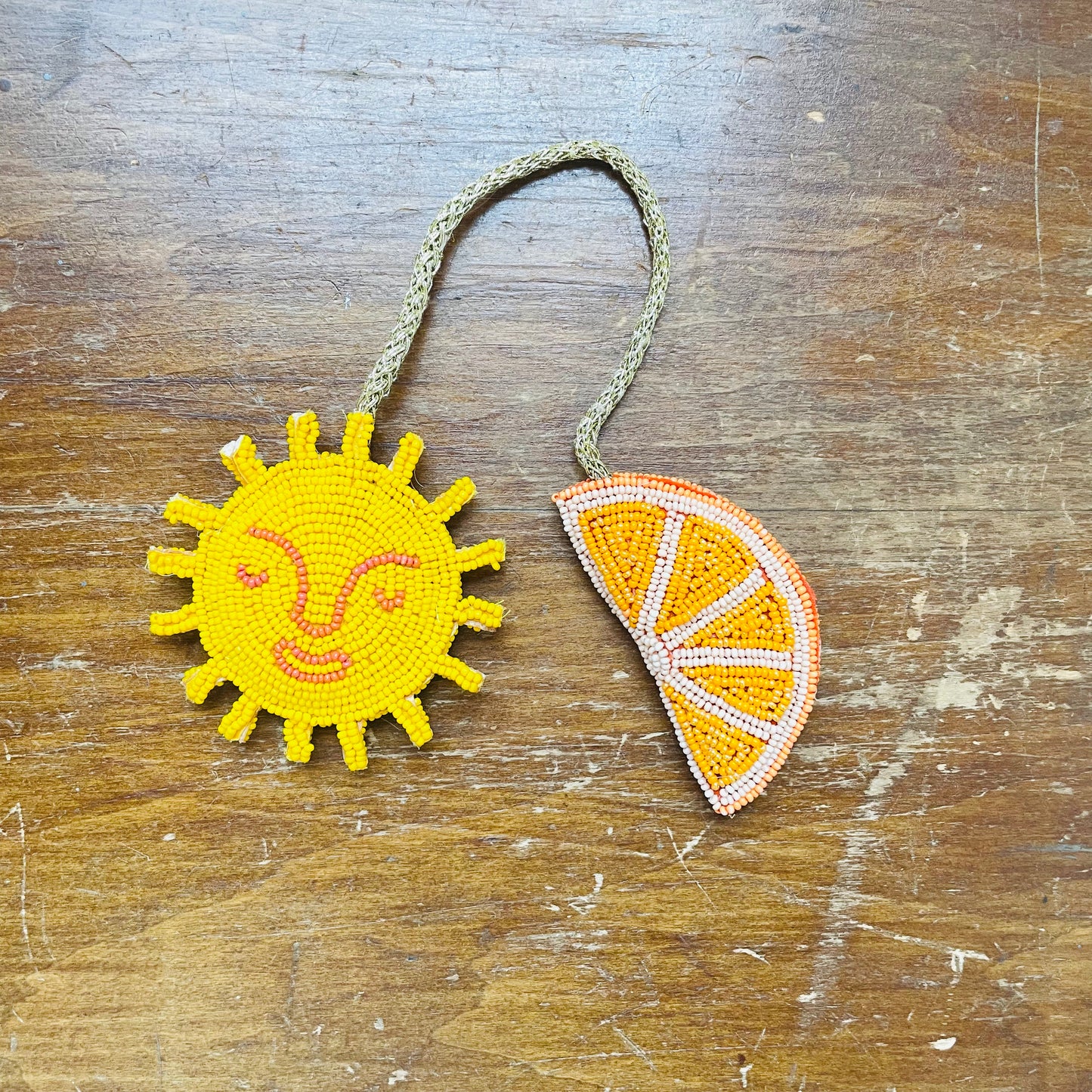 Orange & Sun Beaded Bag Charm