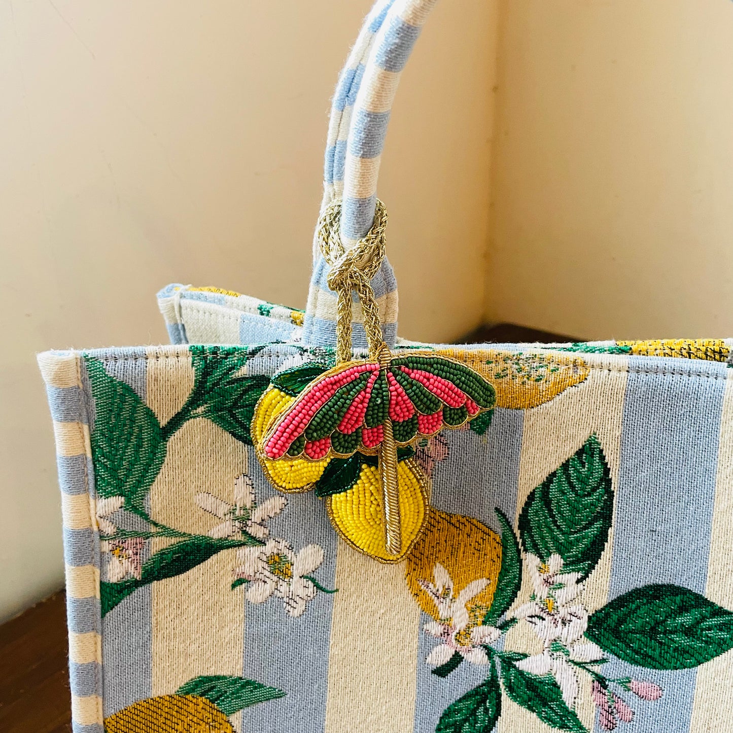 Lemon & Beach Umbrella Beaded Bag Charm