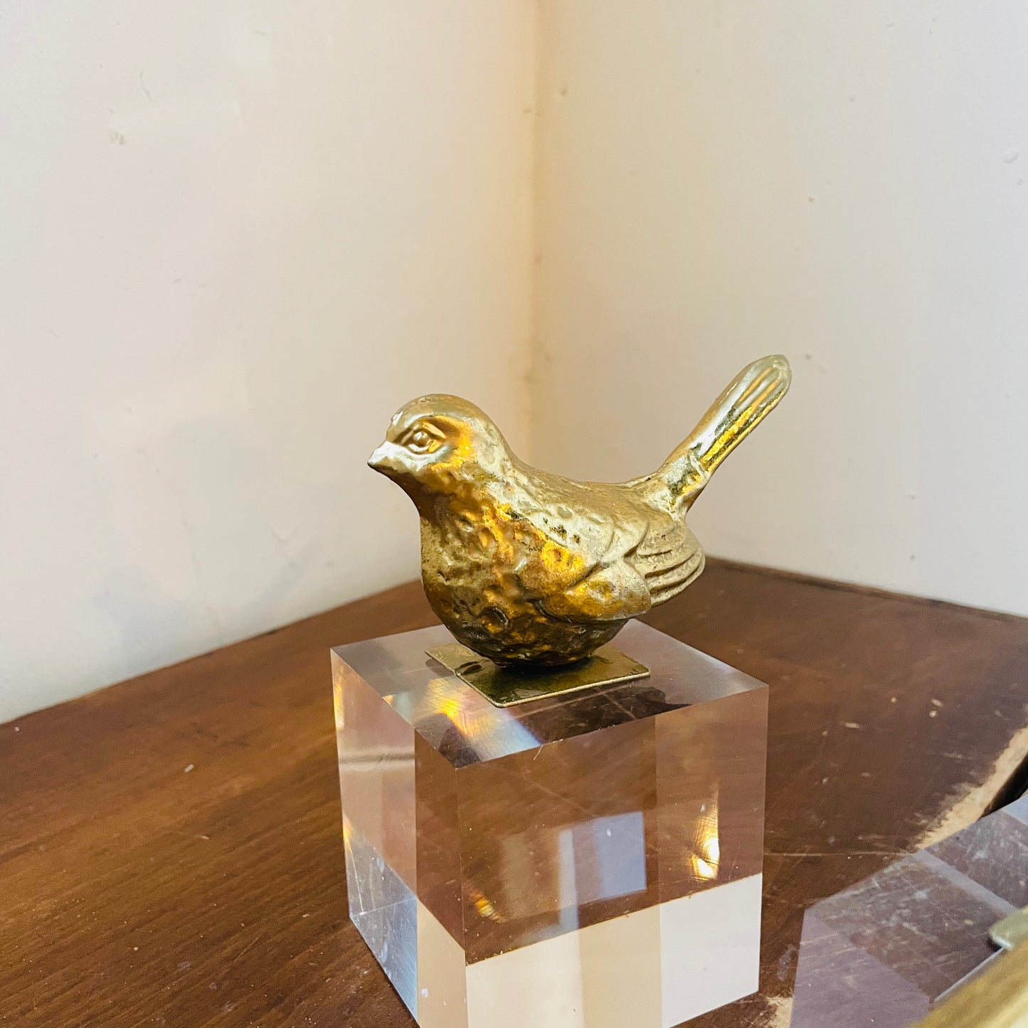 Gold Bird on Acrylic Block