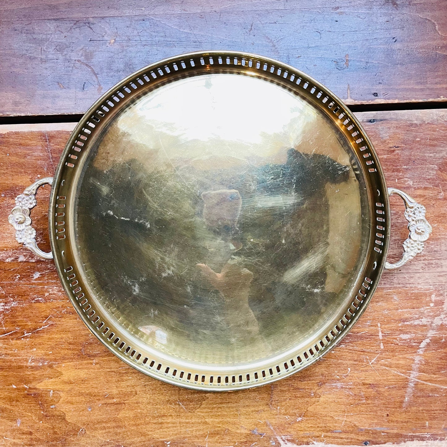 Brass Tray with Handles- Vintage