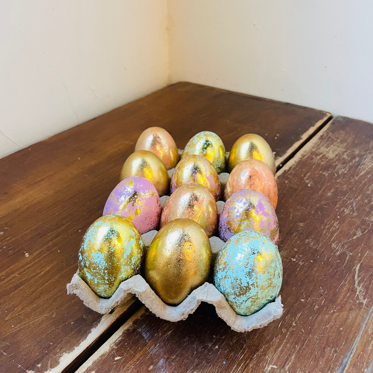 Box of Antiqued Colorful Eggs