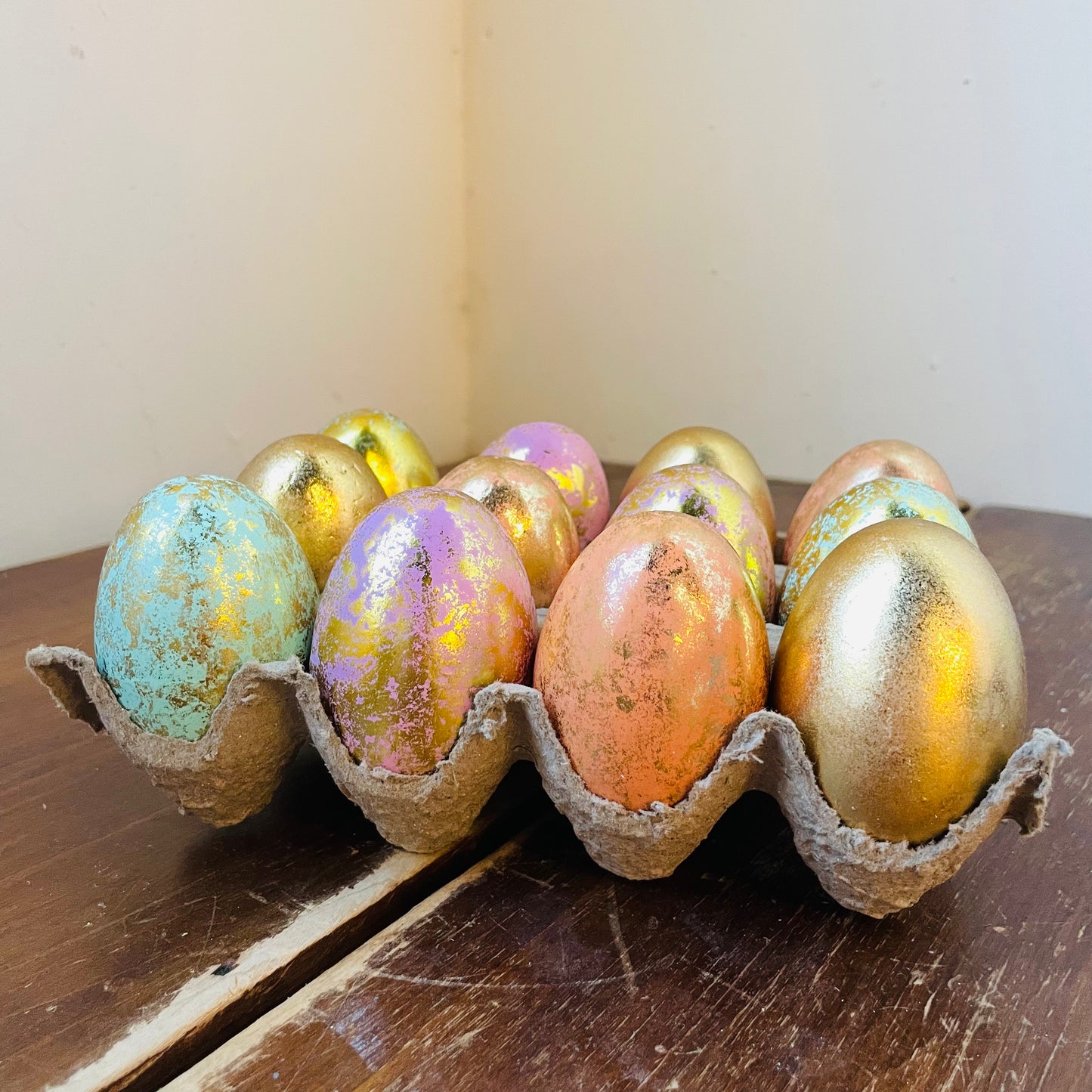Box of Antiqued Colorful Eggs