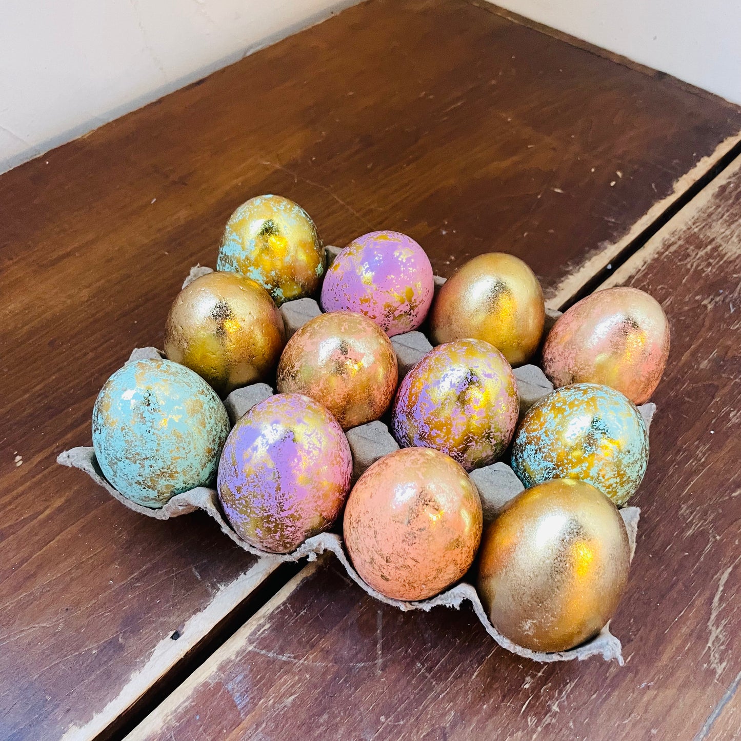 Box of Antiqued Colorful Eggs
