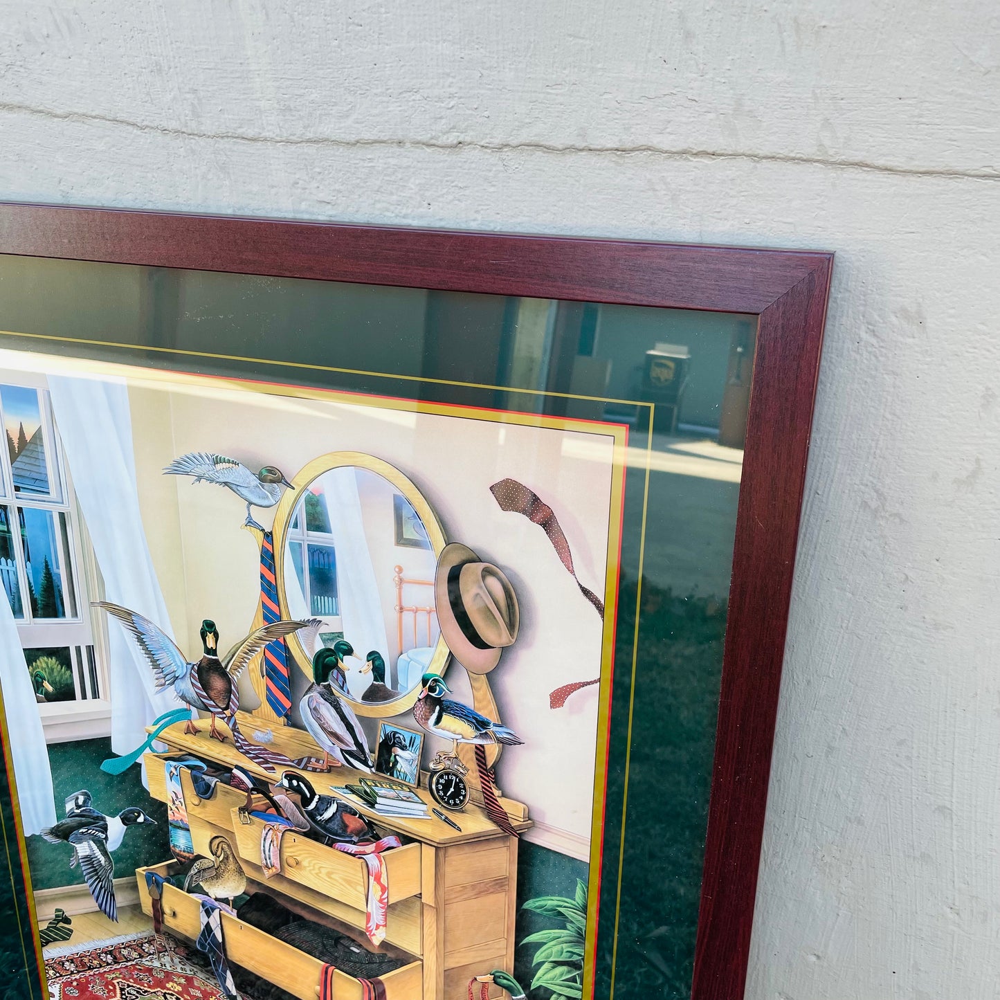 Tie One On Pine Green Border Framed Print