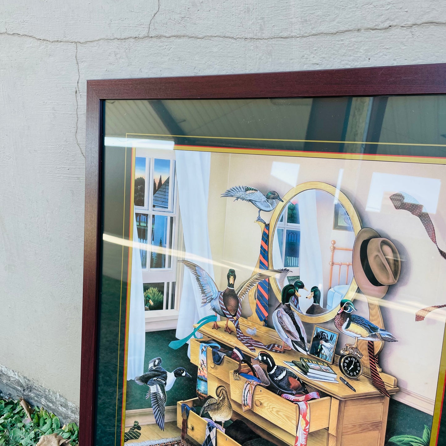 Tie One On Pine Green Border Framed Print