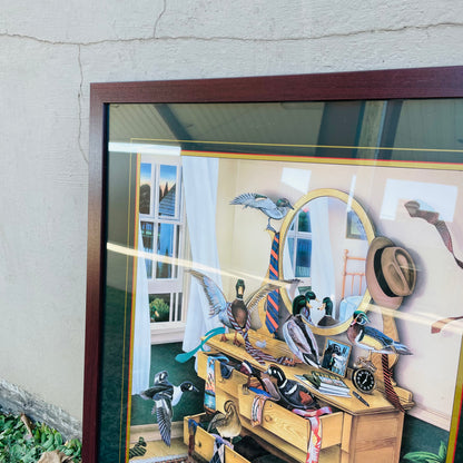 Tie One On Pine Green Border Framed Print