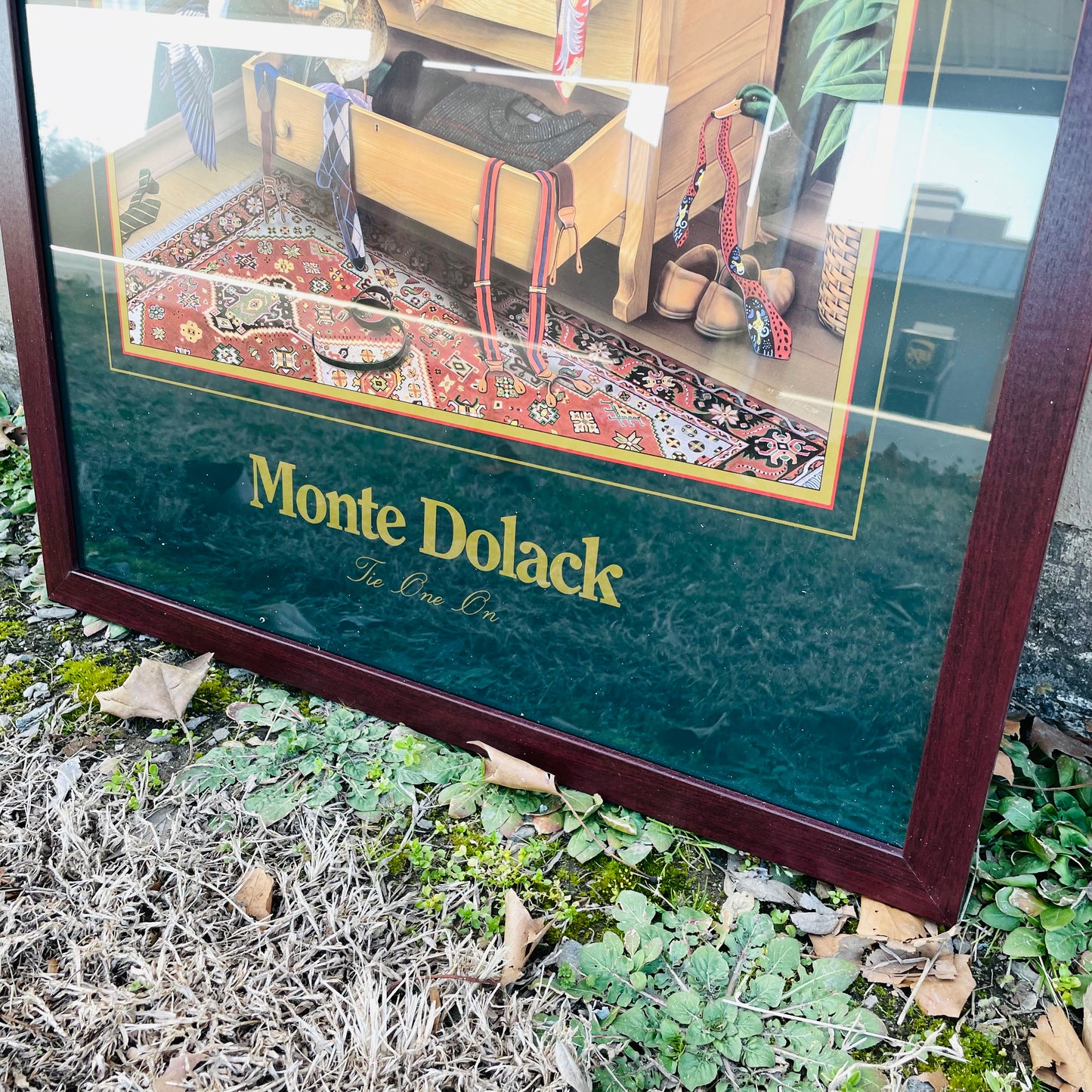 Tie One On Pine Green Border Framed Print