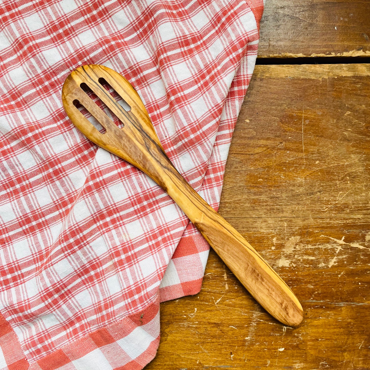 Handmade Olive Wood Slotted Spoon