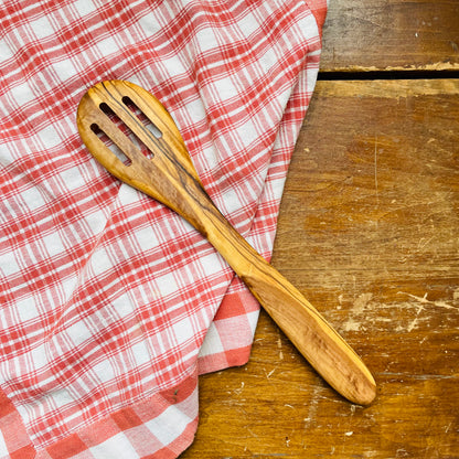 Handmade Olive Wood Slotted Spoon