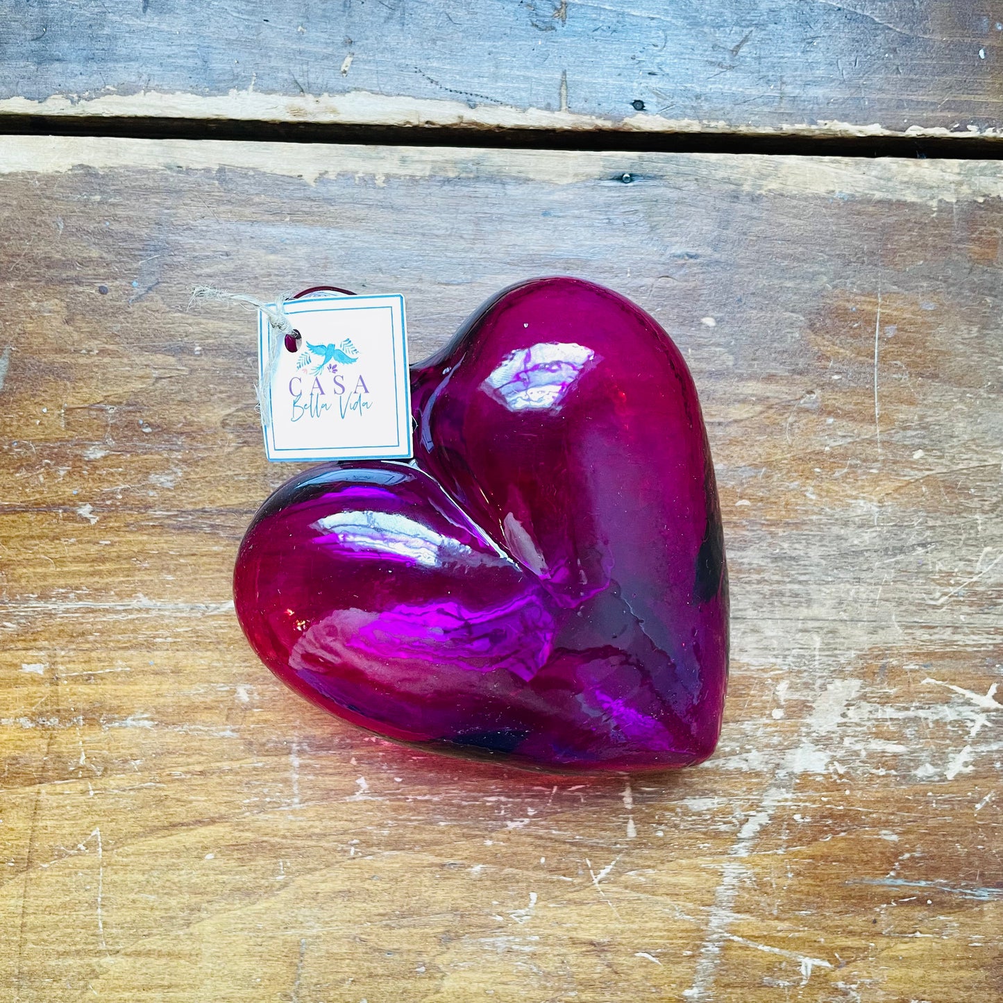 Blown Pink Medium Glass Heart