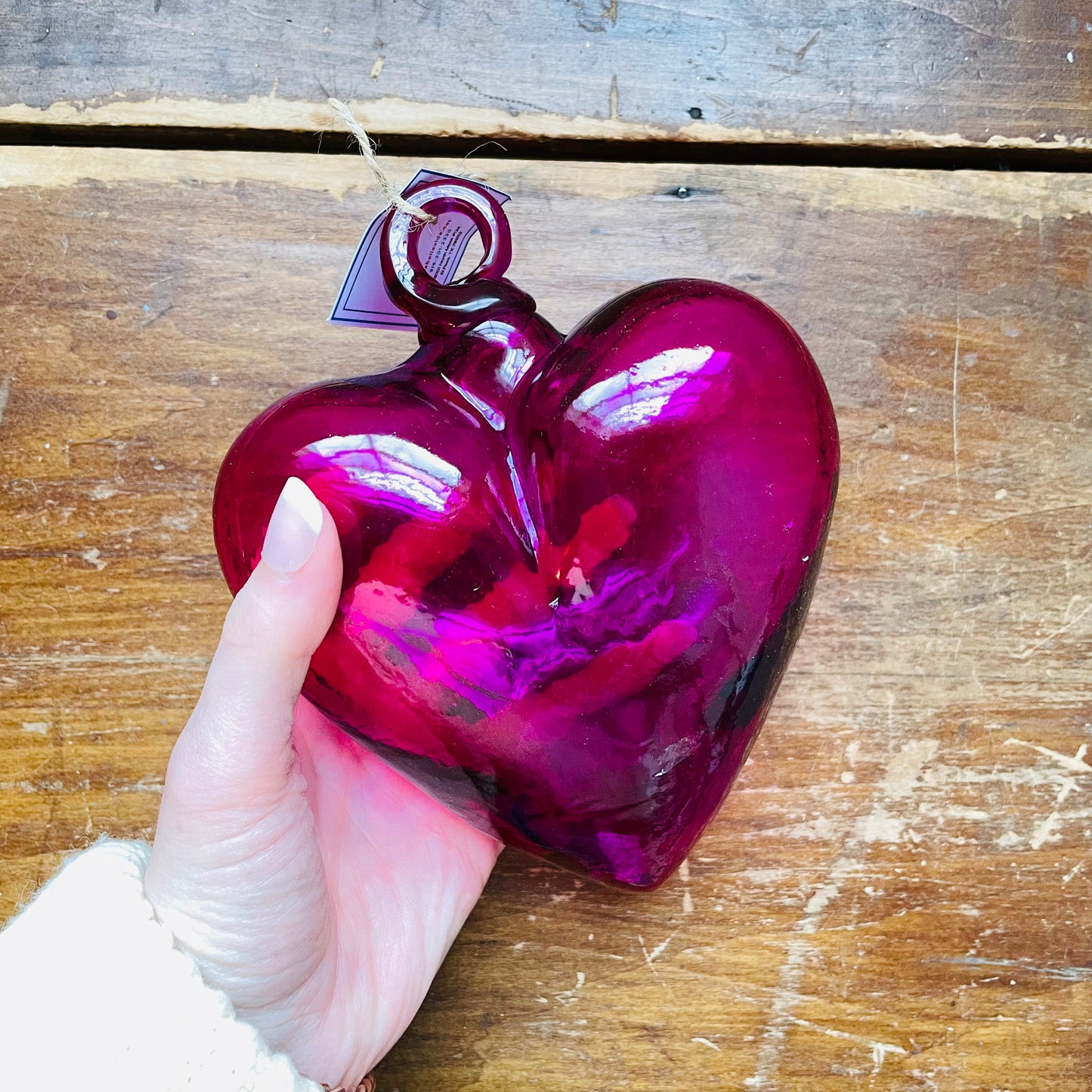 Blown Pink Medium Glass Heart