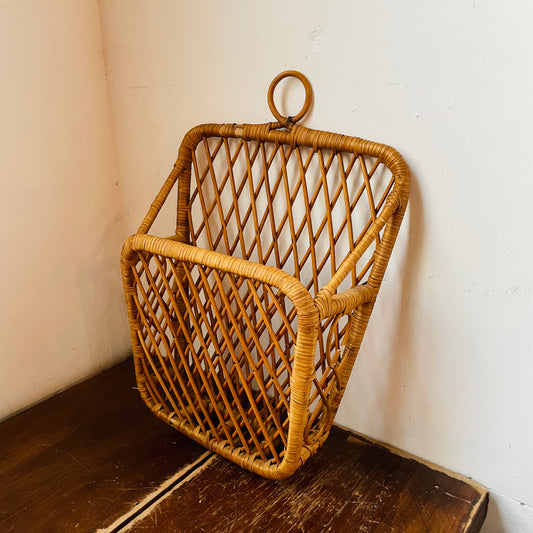 Natural Wicker Wall Basket- Vintage