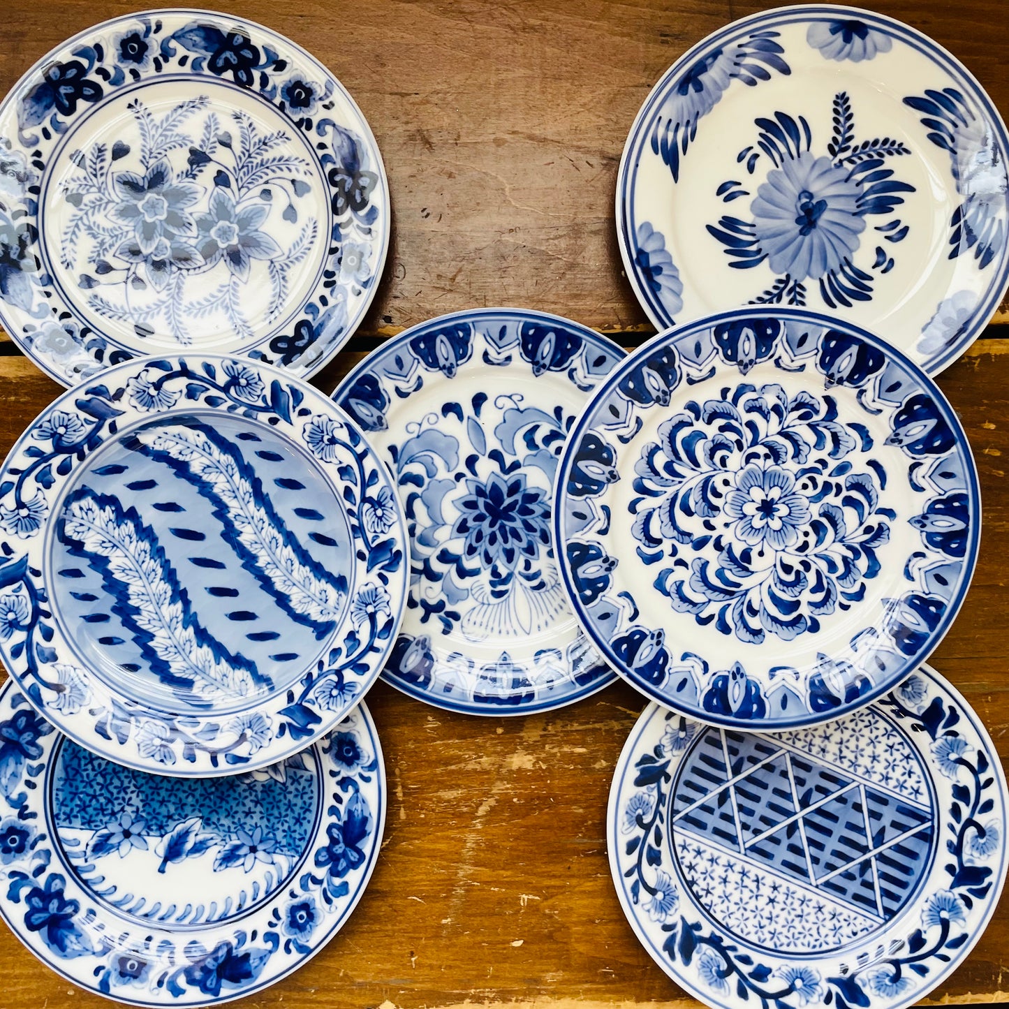 Blue & White Centrum Plate Set of 7- Vintage