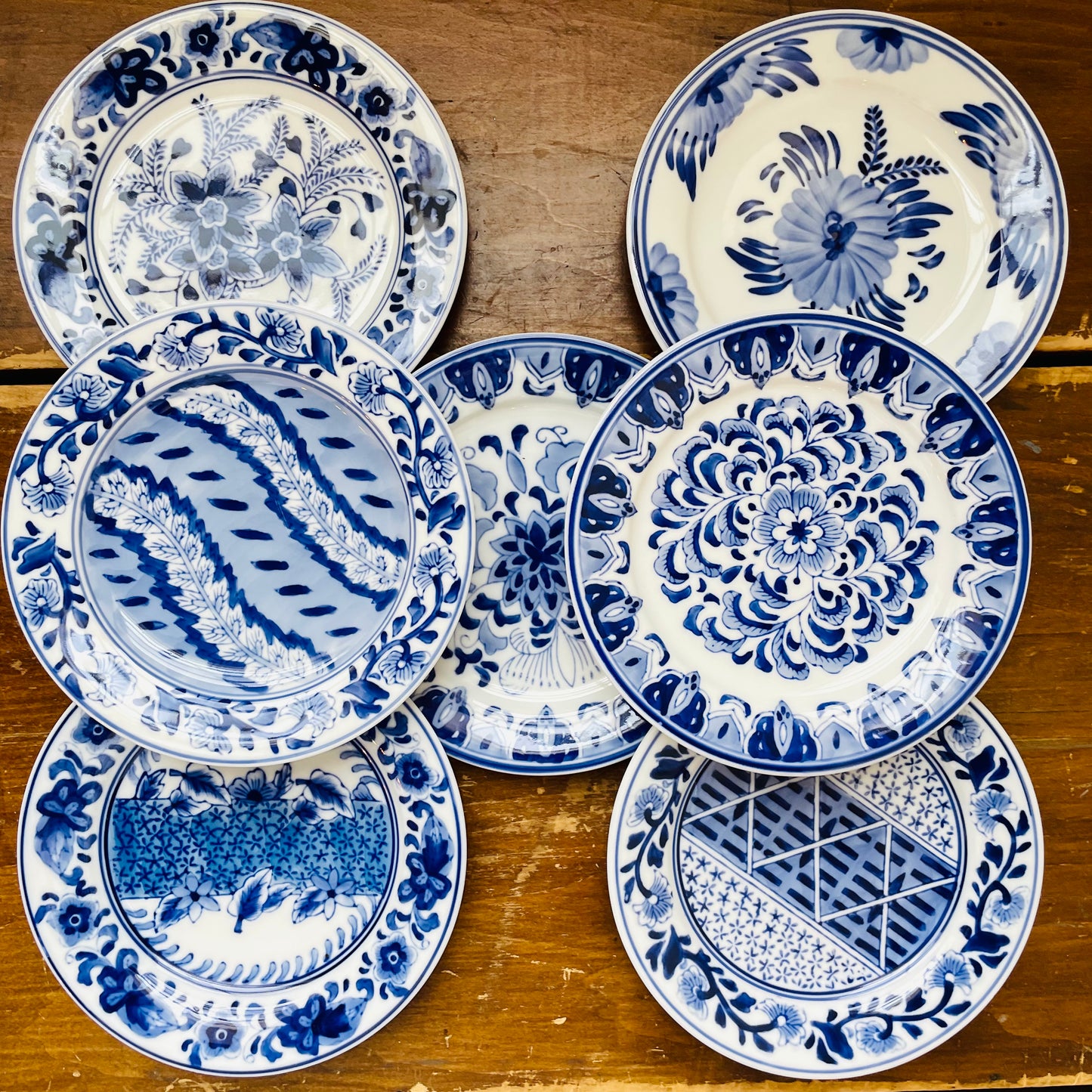 Blue & White Centrum Plate Set of 7- Vintage