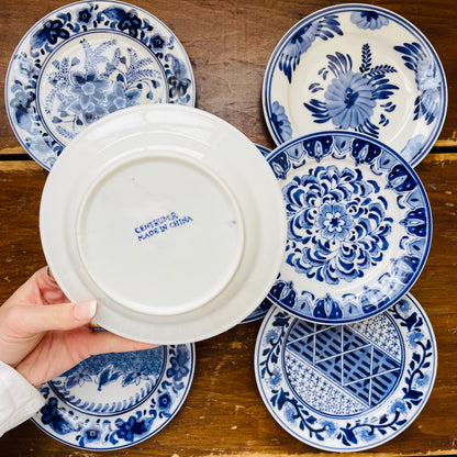 Blue & White Centrum Plate Set of 7- Vintage