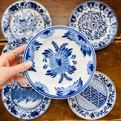 Blue & White Centrum Plate Set of 7- Vintage