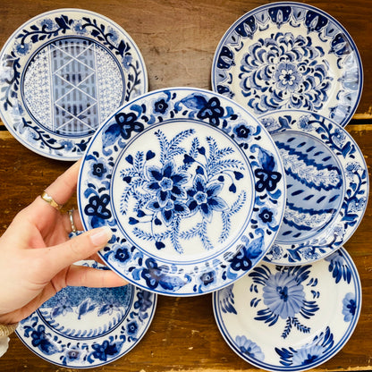 Blue & White Centrum Plate Set of 7- Vintage
