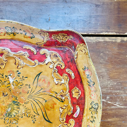 Florentine Paiper Mache Hand-Painted Tray- Vintage