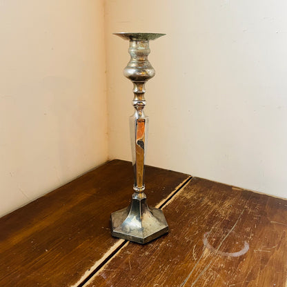 Large Silver Candlestick Holder- Vintage