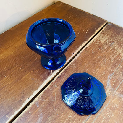 Anchor Hocking Princess Pattern Cobalt Candy Jar- Vintage