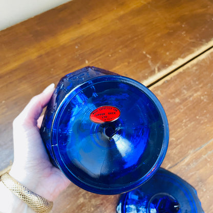 Anchor Hocking Princess Pattern Cobalt Candy Jar- Vintage