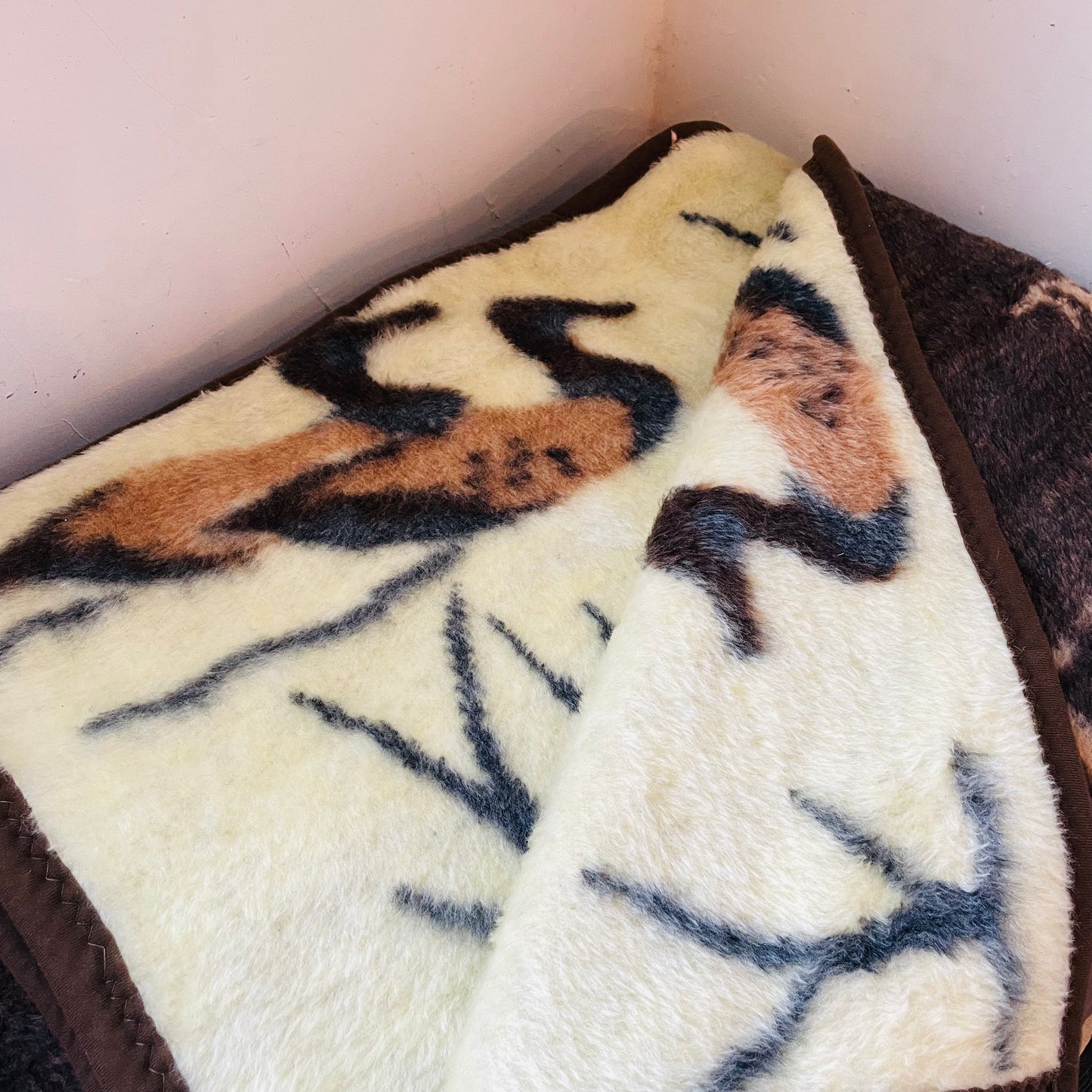 Brown Fuzzy Duck Blanket- Vintage