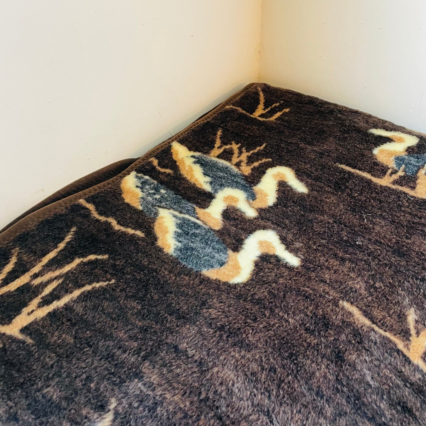 Brown Fuzzy Duck Blanket- Vintage