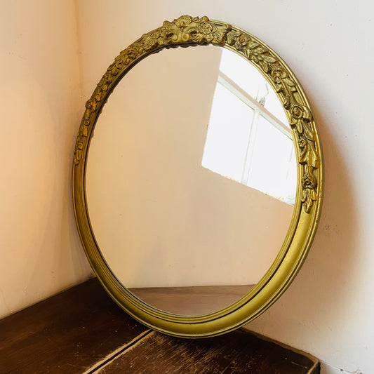 Baroque Floral & Laurel Round Mirror- Vintage