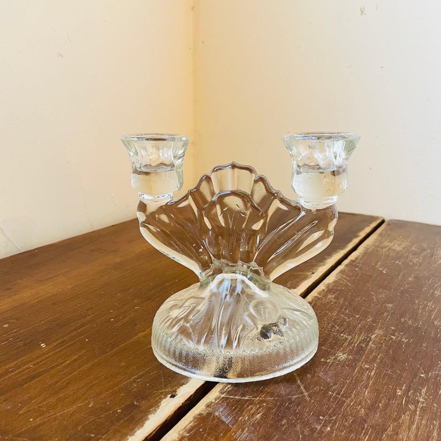 Jeanette Iris & Herringbone Candle Holder- Vintage