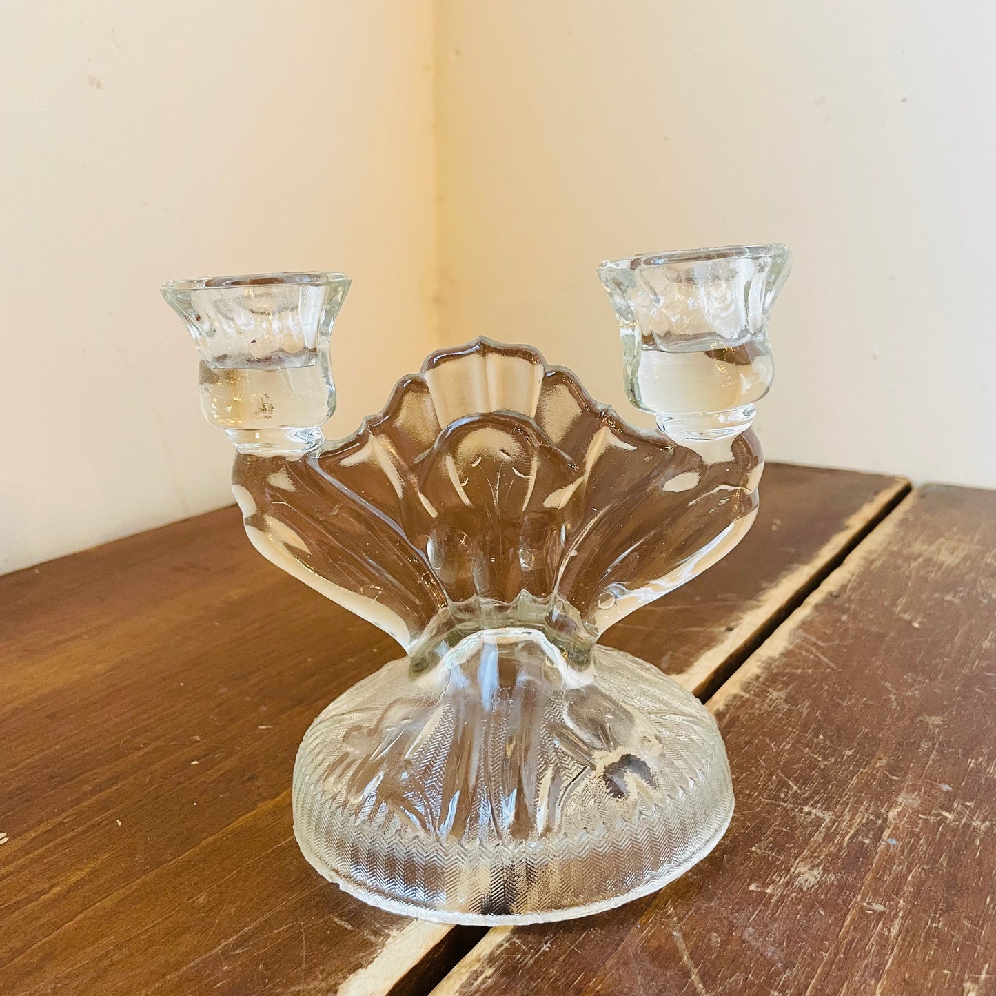 Jeanette Iris & Herringbone Candle Holder- Vintage