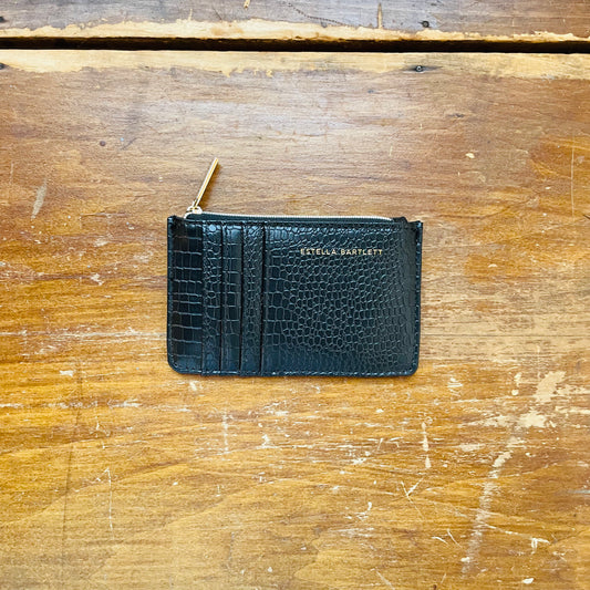 Estella Bartlett Black Croc Card Purse