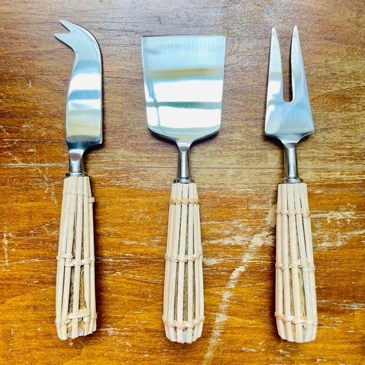 Rattan Handle Cheese Knife Set