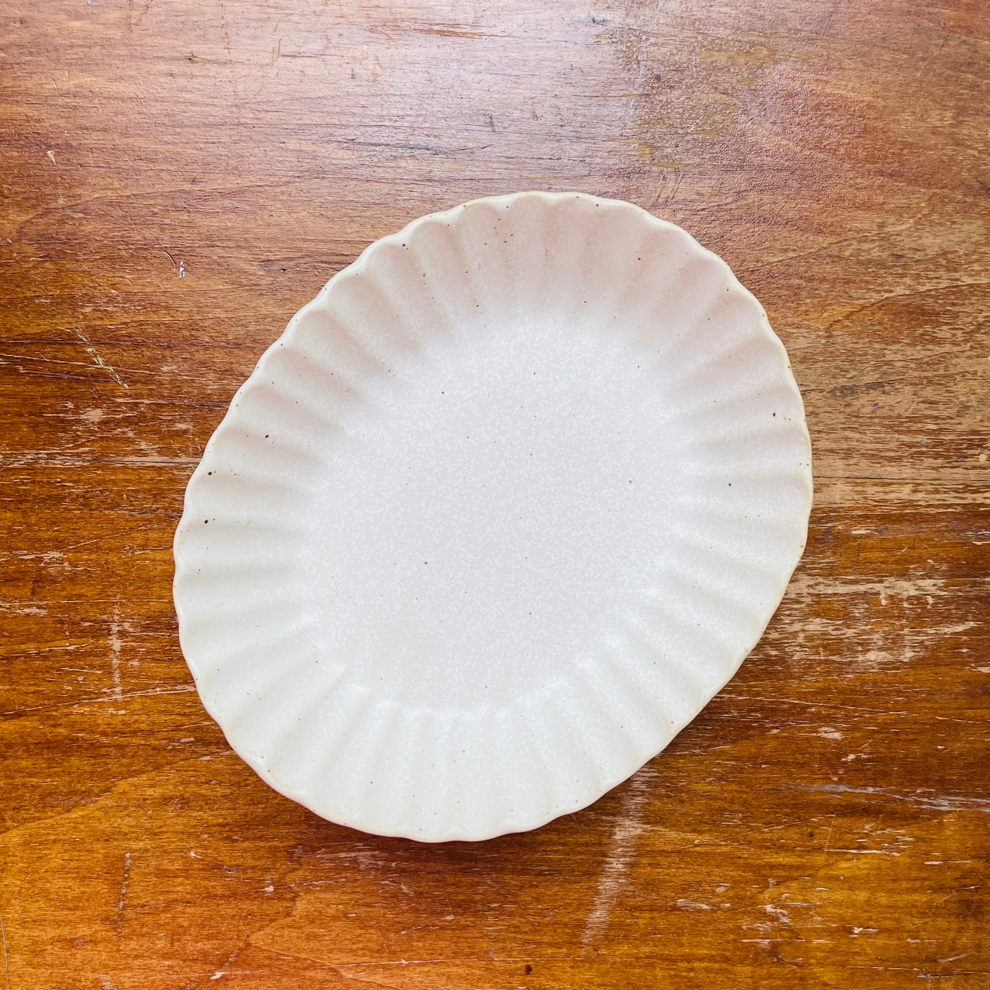 Stoneware Dish with Scalloped Edge