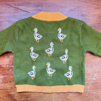 Country Geese Cotton Knit Baby Cardigan