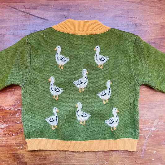 Country Geese Cotton Knit Baby Cardigan